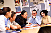 Students enjoying groupwork in a classroom